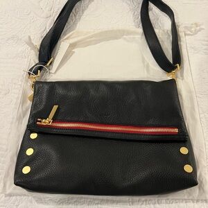 Hammitt VIP Large Black Leather Crossbody Bag with Gold Hardware NWT